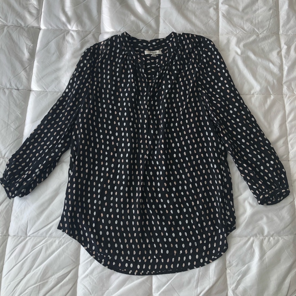 Madewell Polka Dot Linen Blouse